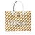 Versace Chain Link Canvas La Medusa Large Tote Braun Beige