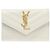 Saint Laurent Kartenetui mit Klappe Monogram Gold Cremeweiß