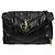 Saint Laurent Borsa a tracolla trapuntata Gold Puffer Monogram con catena Nera Nero