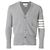 Thom Browne 4-Bar Cardigan mit V-Ausschnitt Hellgrau Braun