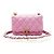 Chanel Mini bolsa de corrente acolchoada em pele de cordeiro rosa - vista 3