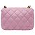 Chanel Mini bolsa de corrente acolchoada em pele de cordeiro rosa - vista 5
