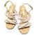Chanel Sandalias de piel de becerro Pearl Fantasy beige para mujer con correa de perlas Castaño