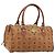 MCM Vicetos Logogram Handtasche PVC Leather Brown Gold Auth bs36972 Braun Golden