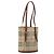 Borsa Tote BURBERRY Nova Check PVC Beige Gold Auth ka6030 D'oro