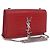Borsa a tracolla Chain Kate SAINT LAURENT in pelle rossa argento Auth 202203V Rosso