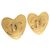 Orecchini Cuore CHANEL Metallo Tono Oro CC Auth 197921M