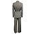 Max Mara Beige / Brown Houndstooth Patterned Wool Jacket and Pants Suit Set with Belt - view 3