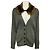 Saint Laurent Strickcardigan aus Kamelhaar mit grauem Kunstfellkragen