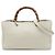 Bamboo Borsa Shopper Satchel Gucci Medium in pelle di vitello bianca con bambù Bianco