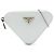 Borsa a tracolla Prada Mini Pouch in pelle spazzolata bianca con catena e triangolo Bianco