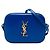Borsa Camera Classic Monogram Small in Grain De Poudre Blu Saint Laurent