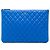 Clutch Chanel Large Quilted Lambskin O Case Blu