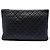 Clutch Chanel Black Large Quilted Lambskin O Case Nero