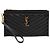 Pouch con zip Saint Laurent Black Large Grain De Poudre Matelasse Cassandre Nero