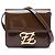 Borsa a tracolla Fendi Karligraphy in vernice marrone Marrone scuro
