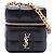 Saint Laurent Mini Borsa Cube Cassandre On Chain in pelle di agnello nera Nero
