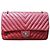 Chanel Chevron Borsa a Patta in Pelle Rossa Rosso