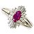Autre Marque Platin-Bandring mit Rubin und Diamant