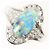 Autre Marque Platin-Bandring mit Opal und Diamant Schwarz