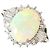 Autre Marque Platin-Bandring mit Opal und Diamant