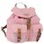 Mochila PRADA Nylon Pink Silver Auth 197051 Plata Rosa