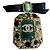 Broche Retangular Chanel com Pedras Verdes e Pretas Gold hardware