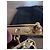 Broche Retangular Chanel com Pedras Verdes e Pretas Gold hardware - vista 9