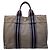Hermès Vintage Hermes Canvas Stripe Tote Grau Schwarz Lila