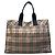 Sac Tote Vintage Burberry Tartan Coated Canvas Beige Navy