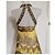 Autre Marque Vestido maxi de seda Jovani con cuello halter y adornos Castaño Blanco Amarillo - vista 2