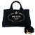 Tote Sac à épaule Prada Canapa en toile avec logo triangle métallique Noir