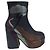 Botines Coach de plataforma y tacón ancho Castaño Negro Metálico
