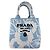Prada Handtasche/Schultertasche aus Canvas Weiß Blau