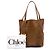 mala Spin Tote Chloé em camurça castanha e couro de búfalo grão Marrom Caqui - vista 7