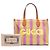 Borsa Shopper Tote Gucci in juta ricamata con logo, viola, Medium Porpora - vista 7