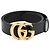 Gucci Double G breiter Ledergürtel Schwarz
