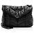 Autre Marque Saint Laurent Lambskin Monogram Puffer LouLou Medium Shoulder Bag Black