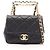 Borsa a tracolla 2 vie Chanel Mini Matelassé con manico superiore Nero