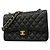 Borsa a tracolla Chanel in vitello grana nera Nero
