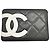 Tarjetero Chanel Cambon de piel de cordero acolchada Negro