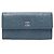 Chanel Wallet Blue Embossed Leather Camellia Logo