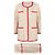 Traje Chanel de lana beige con ribetes rojos