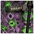 Vestido midi Versace em viscose preto e roxo com padrão geométrico - vista 6