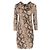 Blumarine Strickkleid aus Wolle mit Animal Print Beige