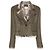 Blazer Chanel Cropped de Lana Mohair Caqui