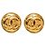 Gold Chanel CC Gold Plated Round Clip On Earrings Golden