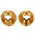 Gold Chanel CC Gold Plated Round Clip On Earrings Golden - view 2