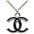 Chanel CC Anhänger-Halskette aus Messing und Emaille in Schwarz - Ansicht 2