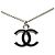 Chanel CC Anhänger-Halskette aus Messing und Emaille in Schwarz - Ansicht 5